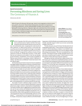 Preventing Blindness and Saving Lives the Centenary of Vitamin A