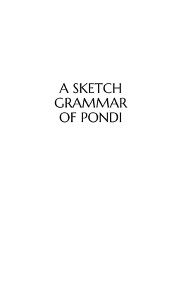 A Sketch Grammar of Pondi