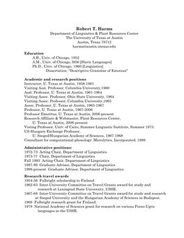 Robert T. Harms Department of Linguistics & Plant Resources Center the University of Texas at Austin Austin, Texas 78712 Harms@Austin.Utexas.Edu