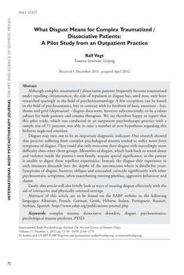 What Disgust Means for Complex Traumatized / Dissociative Patients: a Pilot Study from an Outpatient Practice