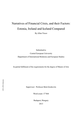 Estonia, Ireland and Iceland in Financial Crisis
