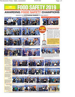 AWARDING FOOD SAFETY CHAMPIONS CONGRATULATIONS WIN NER S AWARDS for OUTSTANDING WINNERS in FOOD SAFETY FOOD SERVICE CATERING Confectic1"- "