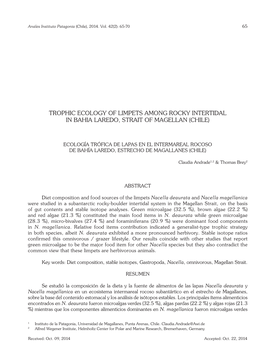 Trophic Ecology of Limpets Among Rocky Intertidal in Bahia Laredo, Strait of Magellan (Chile)