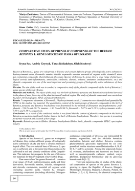 Comparative Study of Phenolic Compounds of the Herb of Betonica L