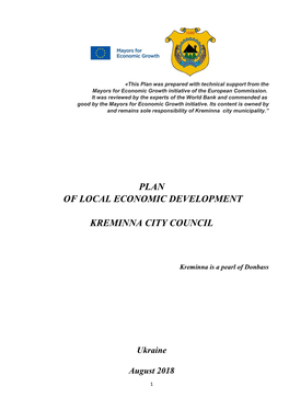 Plan of Local Economic Development Kreminna City Council