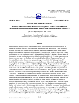 Summary of Greenland Shark (Somniosus Microcephalus) Catch