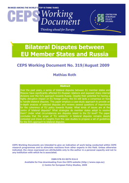 Bilateral Disputes Between EU Member States and Russia