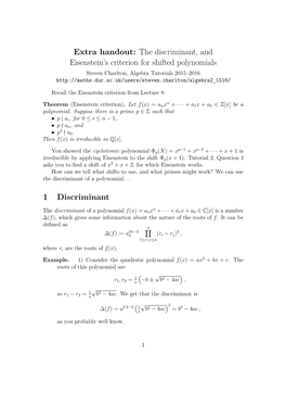 Eisenstein and the Discriminant