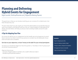 Planning and Delivering Hybrid Events for Engagement Roger Courville, Thevirtualpresenter.Com | Prepared for Meeting Planners