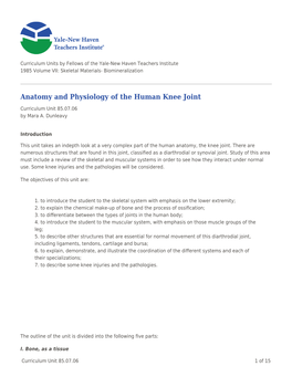 Anatomy and Physiology of the Human Knee Joint