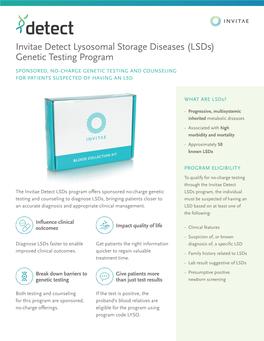 Invitae Detect Lysosomal Storage Diseases (Lsds) Genetic Testing Program