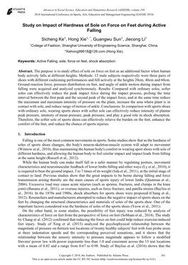 Study on Impact of Hardness of Sole on Force on Feet During Active Falling