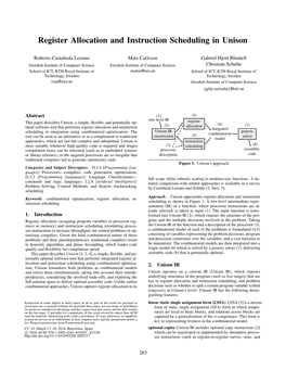 Register Allocation and Instruction Scheduling in Unison