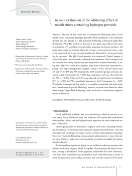 In Vitro Evaluation of the Whitening Effect of Mouth Rinses Containing Hydrogen Peroxide