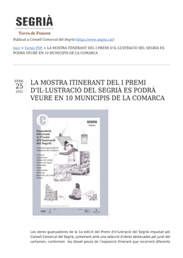 La Mostra Itinerant Del I Premi D'il·Lustració Del Segrià Es