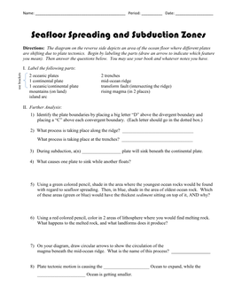 Seafloor Spreading and Subduction Zones