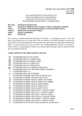 Iso/Iec Jtc1/Sc2/Wg2 N4178r L2/12-002