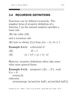 3.4 Recursive Definitions