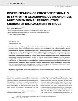 Diversification of Conspecific Signals in Sympatry: Geographic Overlap Drives Multidimensional Reproductive Character Displacement in Frogs