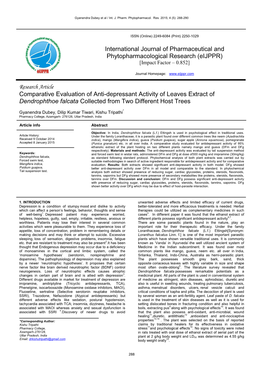 Comparative Evaluation of Anti-Depressant Activity of Leaves Extract of Dendrophthoe Falcata Collected from Two Different Host Trees