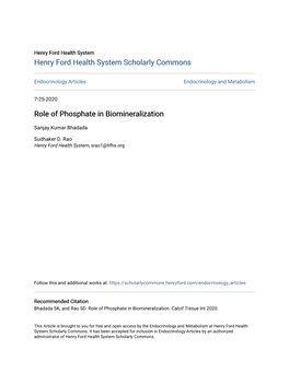 Role of Phosphate in Biomineralization