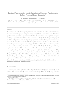 Proximal Approaches for Matrix Optimization Problems: Application to Robust Precision Matrix Estimation?