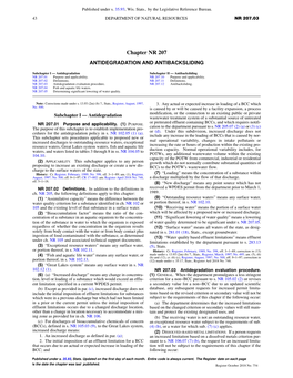 Chapter NR 207 ANTIDEGRADATION and ANTIBACKSLIDING