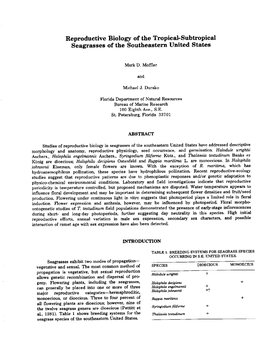 Reproductive Biology of the Tropical-Subtropical Seagrasses of the Southeastern United States