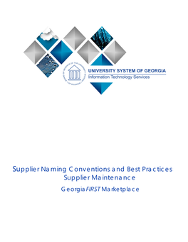 Supplier Naming Conventions and Best Practices Supplier Maintenance Georgiafirst Marketplace