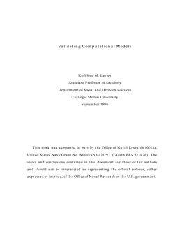 Validating Computational Models