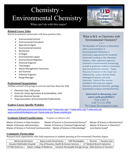 Environmental Chemistry What Can I Do with This Major?