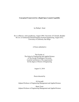 Conceptual Framework for a Rapid Space Launch Capability By