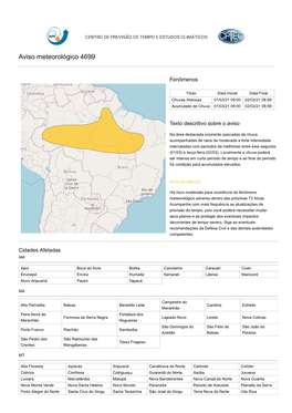 Aviso Meteorológico 4699