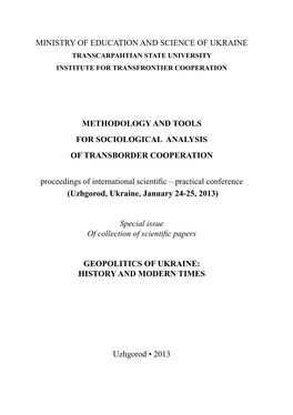 Ministry of Education and Science of Ukraine Transcarpahtian State University Institute for Transfrontier Cooperation