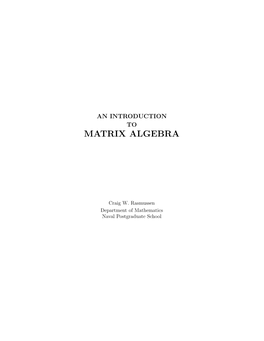 Matrix Algebra