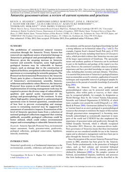 Antarctic Geoconservation: a Review of Current Systems and Practices