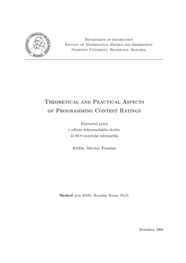 Theoretical and Practical Aspects of Programming Contest Ratings