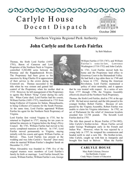 John Carlyle and the Lords Fairfax
