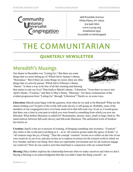 The Communitarian Quarterly Newsletter