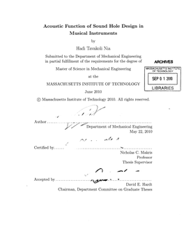 Acoustic Function of Sound Hole Design in Musical Instruments Hadi