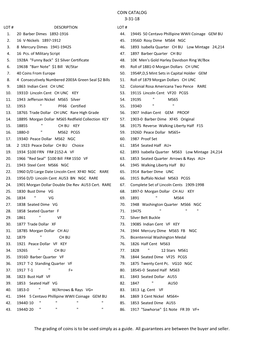 Coin Catalog 3-31-18 Lot # Description Lot # 1