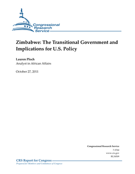 Zimbabwe: the Transitional Government and Implications for US