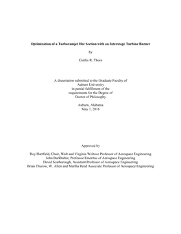 Optimization of a Turboramjet Hot Section with an Interstage Turbine Burner