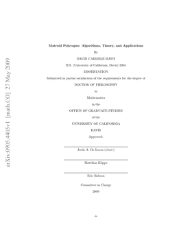 Arxiv:0905.4405V1 [Math.CO] 27 May 2009