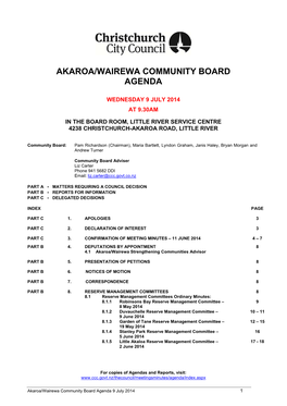 Akaroa/Wairewa Community Board Agenda