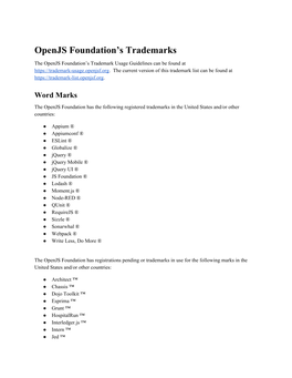 Openjs Foundation's Trademarks