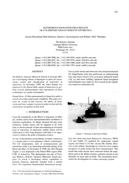 Autonomous Navigation Field Results of a Planetary Analog Robot in Antarctica