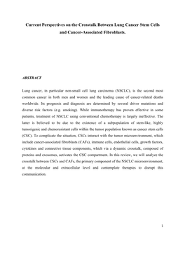 Current Perspectives on the Crosstalk Between Lung Cancer Stem Cells and Cancer-Associated Fibroblasts