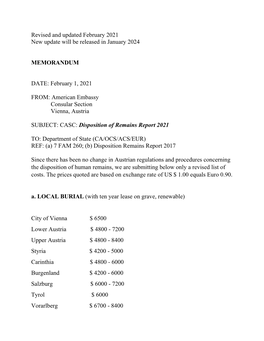 Disposition of Remains Report 2021