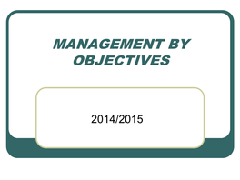 Management by Objectives